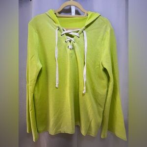 neon yellow green alternative long sleeve hooded top